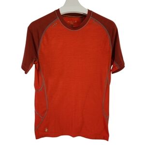 SMARTWOOL short sleeve shirt men's base layer merino blend orange size small